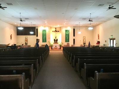 View from the entrance of church to the altar.